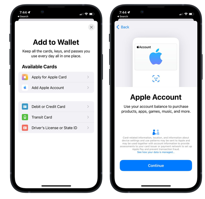南通苹果手机维修分享iOS 15.5钱包App如何添加 Apple 账户 