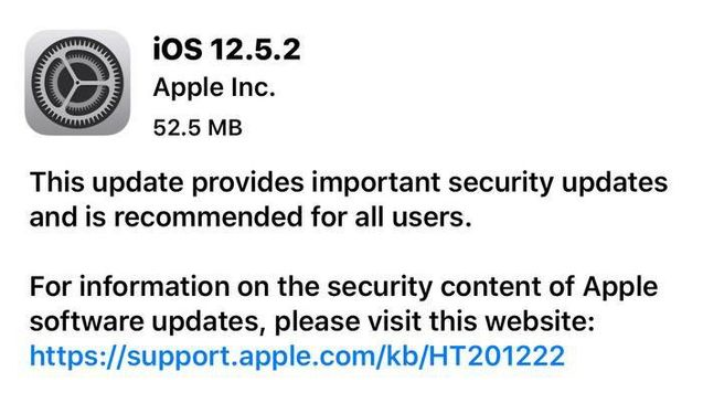 南通苹果手机维修分享iOS12.5.2发布，建议所有老苹果用户安装 